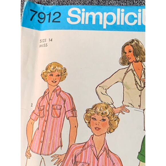 Simplicity Misses Shirt Sewing Pattern sz 14 7912 - uncut - Picture 2 of 3